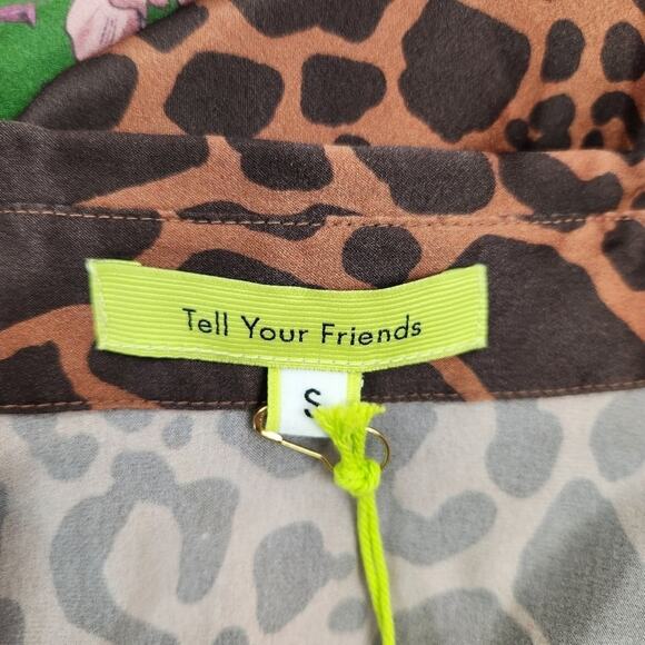 Tell Your Friends Long Sleeve Shirt in Lana Multi Small NWT Silk Button Down - Picture 7 of 9